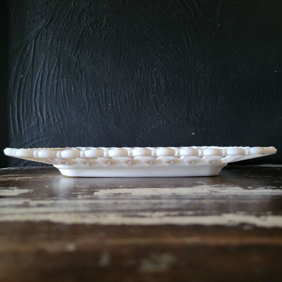 Vintage 1940s Westmoreland Milk Glass Square Lace S Pattern Plate 9.375" - Picture 3 of 3